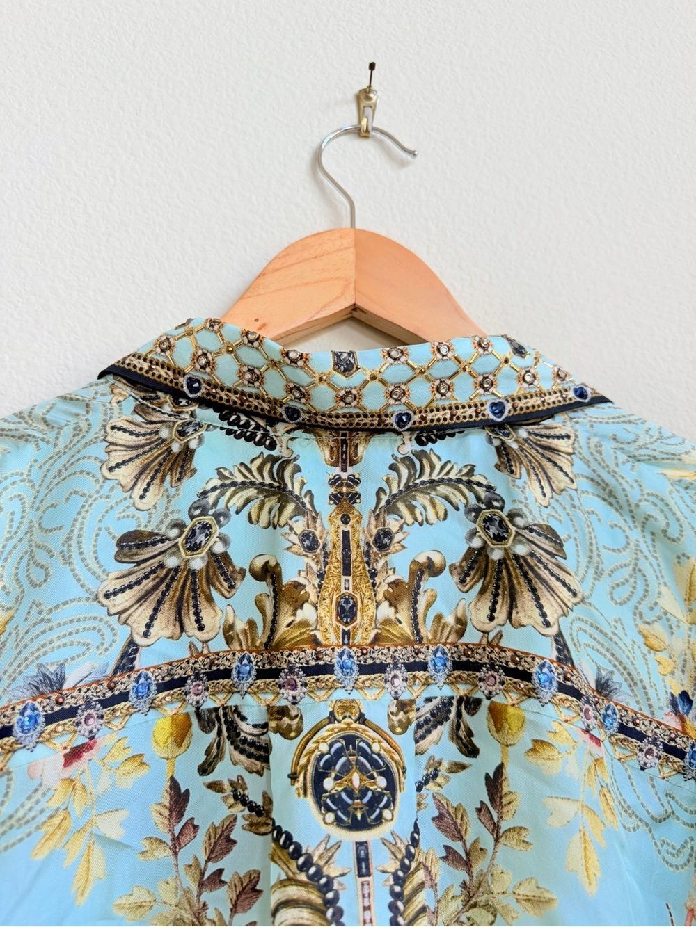 NWT Camilla Silk Single Pocket Shirt Adieu Yesterday Blue Baroque S - Picture 10 of 14